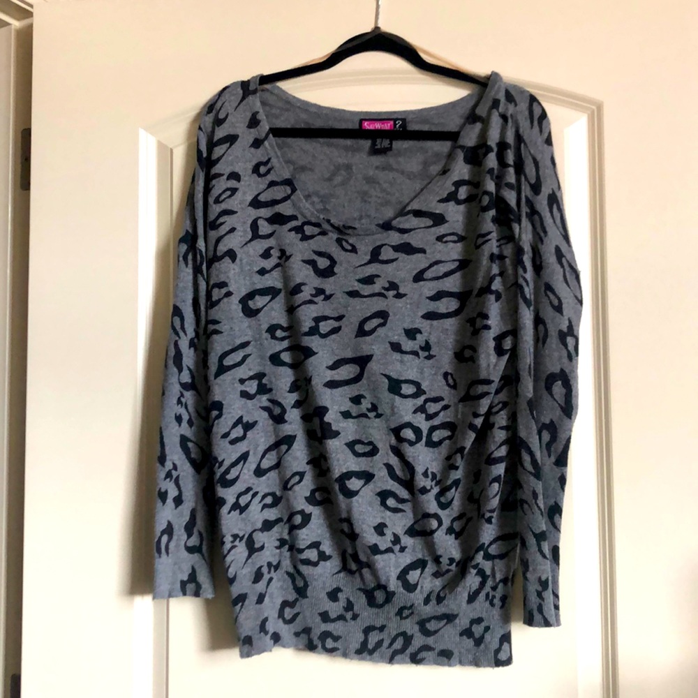 Off the shoulder cheeta print sweater